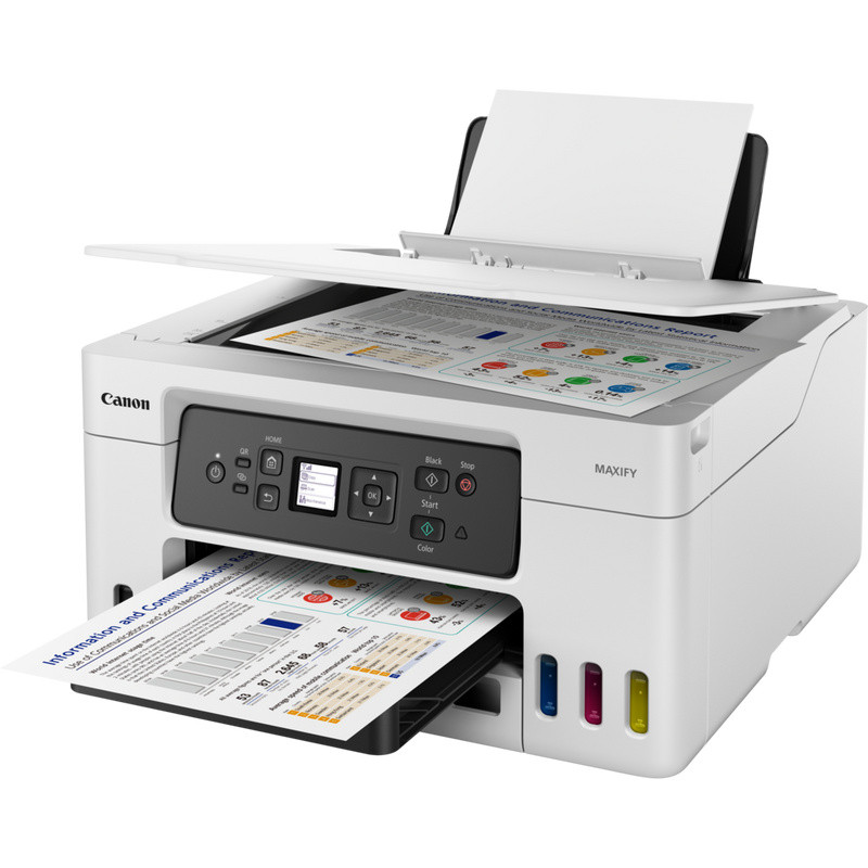 Canon MAXIFY GX3040 Wireless 3-in-1 Refillable MegaTank Inkjet Printer Product Front View wit Tray Open