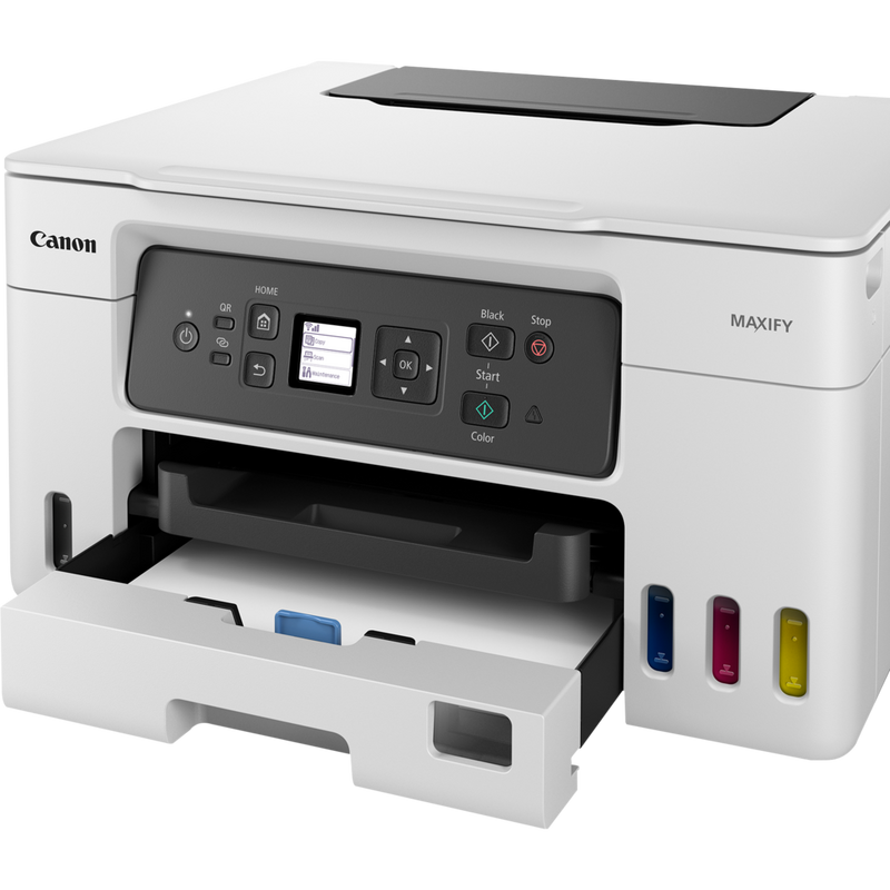 Canon MAXIFY GX3040 Wireless 3-in-1 Refillable MegaTank Inkjet Printer Product Right View with only paper tray open