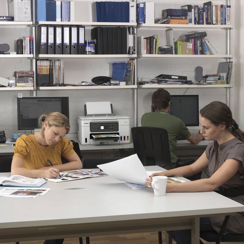 Canon MAXIFY GX3040 Wireless 3-in-1 Refillable MegaTank Inkjet Printer Product kept in an office