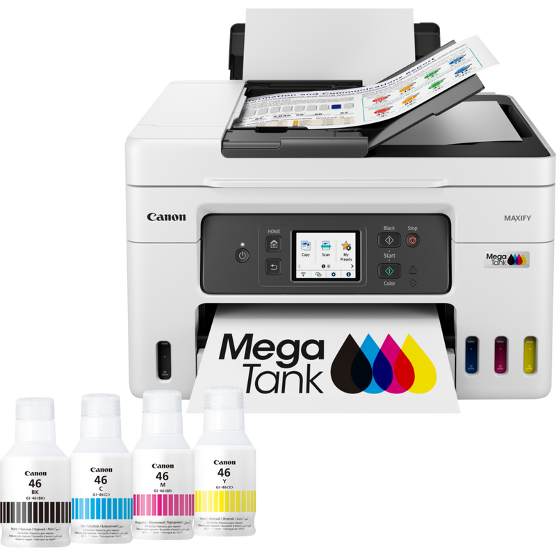 Bezprzewodowa, wielofunkcyjna atramentowa drukarka kolorowa Canon MAXIFY GX4040 z uzupełnianymi pojemnikami MegaTank Produkt Widok z przodu