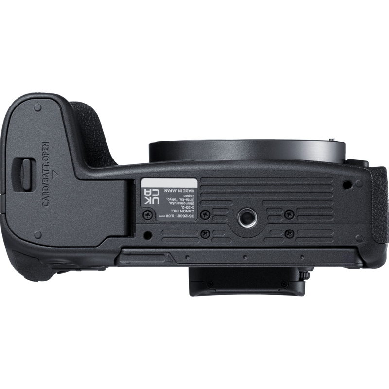 Canon EOS R8 spiegellose Kamera (Gehäuse), Schwarz + RF 85mm Macro IS STM Objektiv + RF 24-50mm IS STM Objektiv Produkte Ansicht von unten