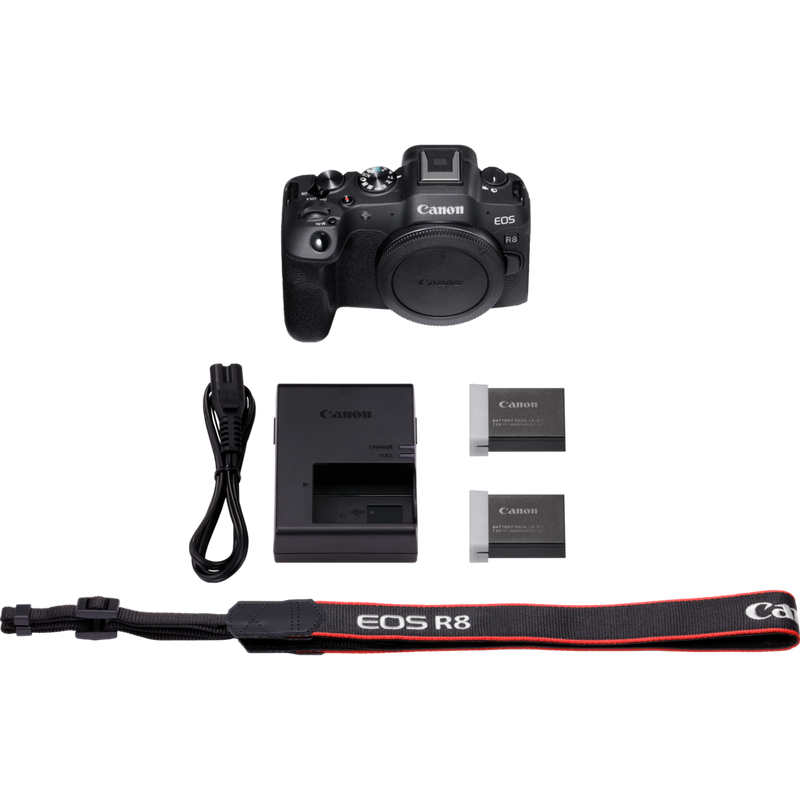 Canon EOS R8 Mirrorless Camera + Spare Battery Product What's In The Box