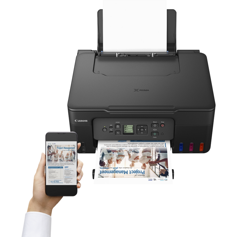 Canon PIXMA G3570 Wireless Colour 3-in-1 Refillable MegaTank Printer, Black Print by Phone