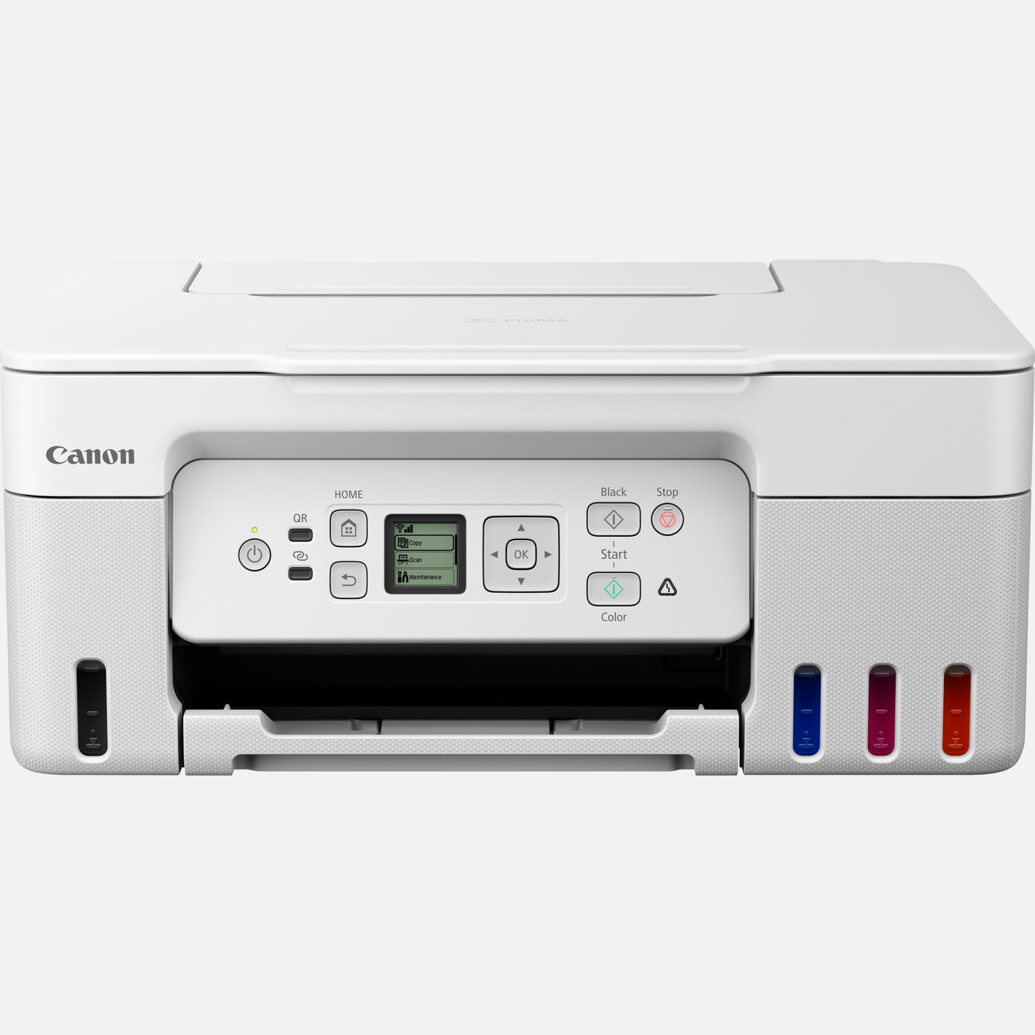Imprimante MegaTank 3-en-1 rechargeable couleur sans fil Canon PIXMA G3571, Blanc