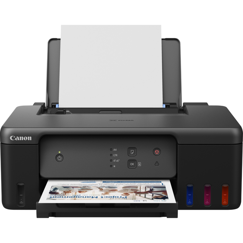 Imprimante MegaTank rechargeable couleur Canon PIXMA G1530 Produit Vue avant avec le bac ouvert