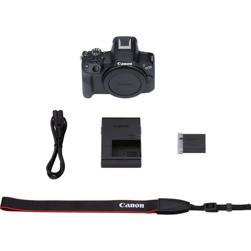 Canon EOS R50 Mirrorless Camera Body, Black Product What's in the Box