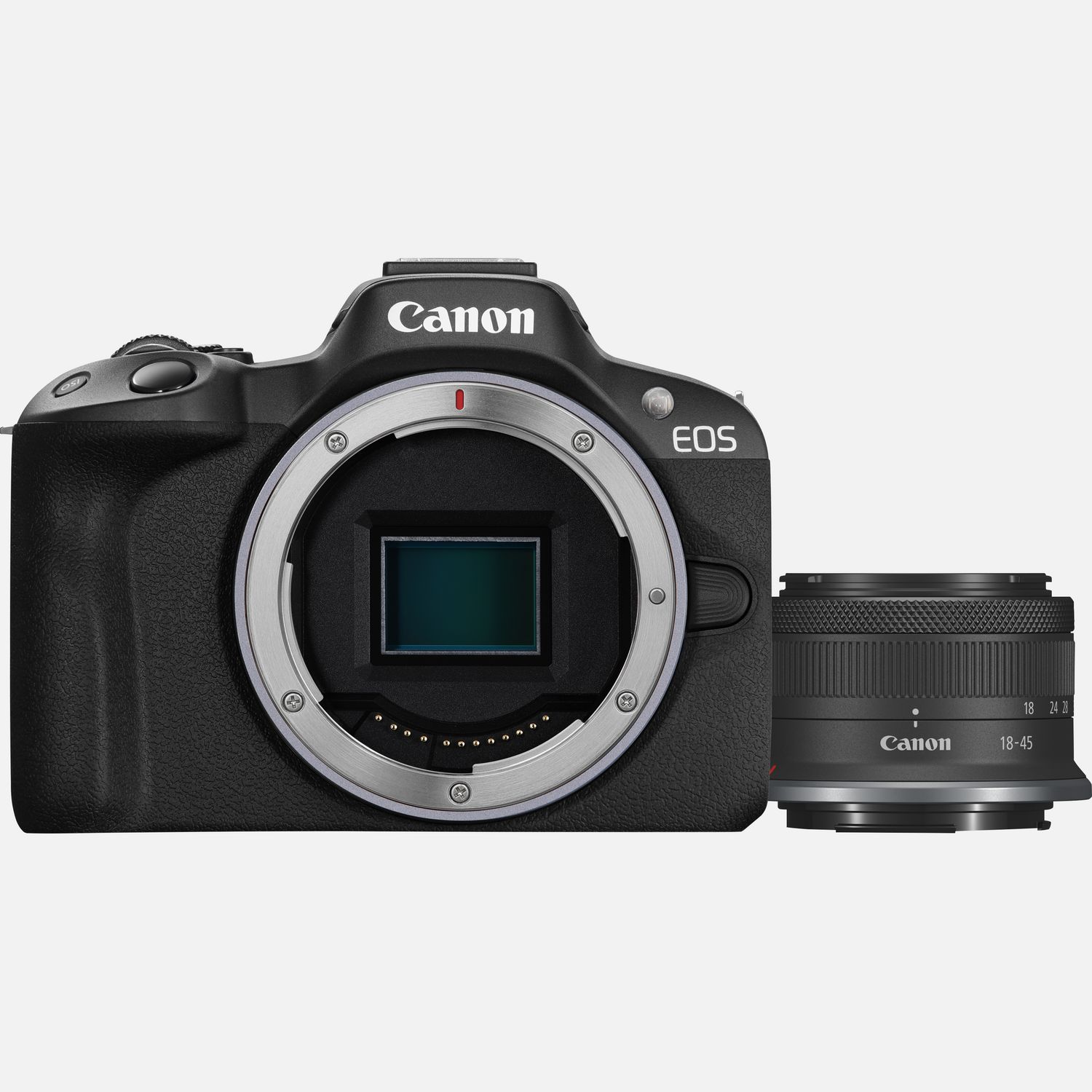 Comprar Cámara mirrorless Canon EOS R50 en negro + objetivo RF-S 18-45mm F4.5-6.3 IS STM en Cámaras Wi-Fi — Tienda Canon Espana