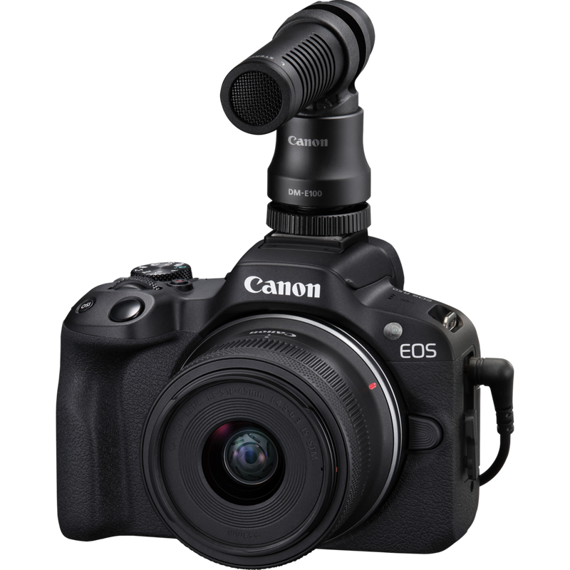 Appareil photo hybride Canon EOS R50 noir - Kit pour vlogueur Produit Microphone fixé sur le produit