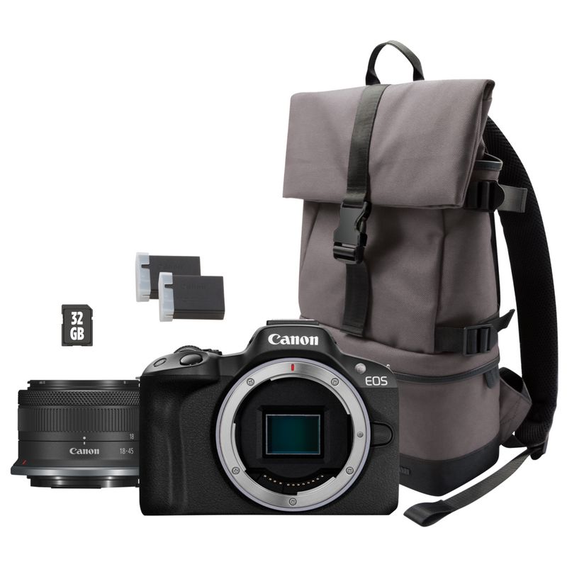 Canon EOS R50 Mirrorless Camera with 18-45mm and 55-210mm Lenses (Black) 