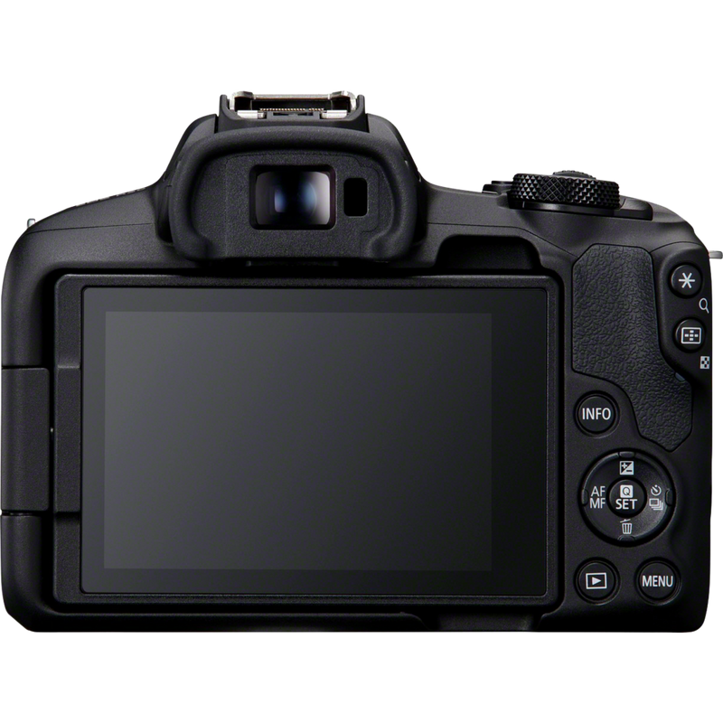 Canon EOS R50 Mirrorless Camera, Black + RF-S 18-45mm F4.5-6.3 IS STM Lens + Backpack + SD Card Product Back View