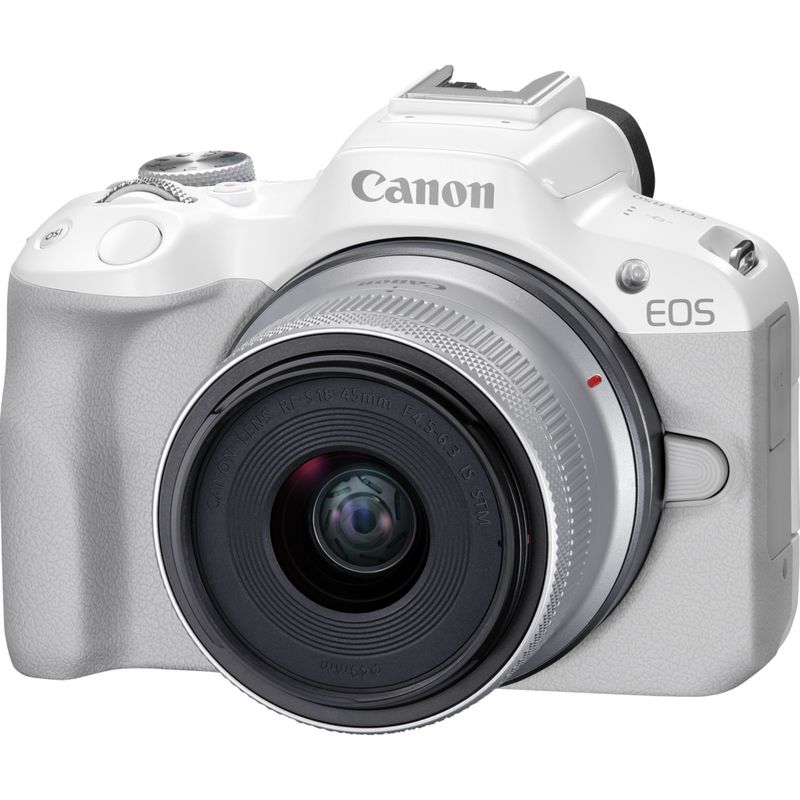  Canon EOS R50 Mirrorless Vlogging Camera (Body Only/White), RF  Mount, 24.2 MP, 4K Video, DIGIC X Image Processor, Subject Detection &  Tracking, Compact, Smartphone Connection, Content Creator : Electronics