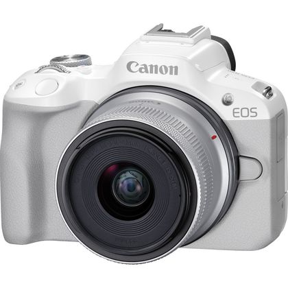 Buy Canon EOS R50 Wi-Fi RF-S White Ireland F4.5-6.3 — Canon + Store Lens 18-45mm Mirrorless in Camera, IS STM Cameras