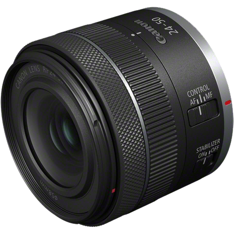 RF 24-50mm F4.5-6.3 IS STM Lens Product Front Slant View