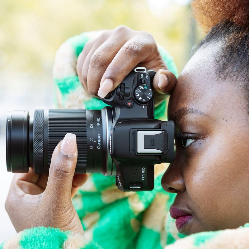 Canon RF-S 55-210mm F5-7.1 IS STM Lens Women ready to click a photograph