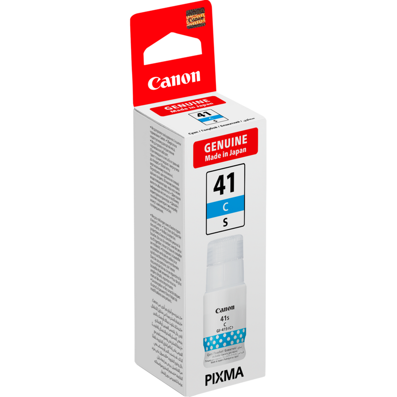 Butelka z atramentem Canon GI-41S C, błękitny produkt, widok pod skosem