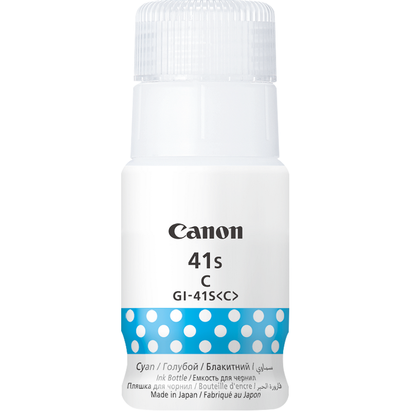 "Butelka z atramentem Canon GI-41S C, błękitny produkt, widok butelki z przodu