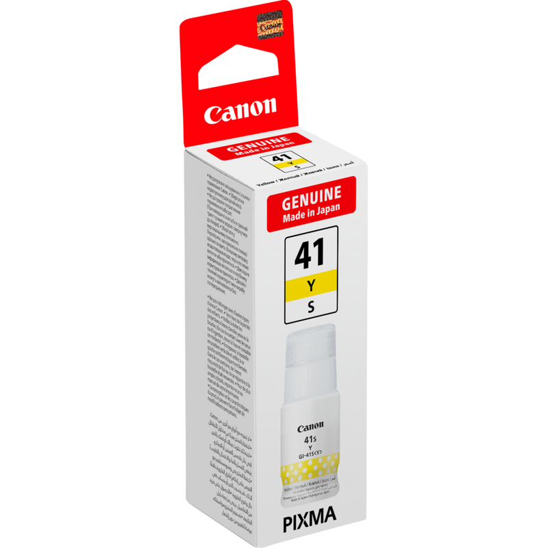 Butelka z atramentem Canon GI-41Y, żółty produkt, widok pod skosem