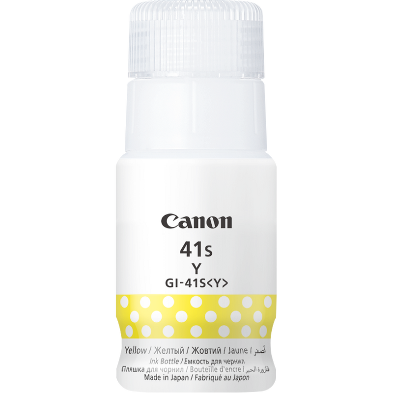 Butelka z atramentem Canon GI-41Y, żółty produkt, widok butelki z przodu