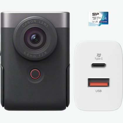 Imagen de Kit esencial de Canon PowerShot V10, plata