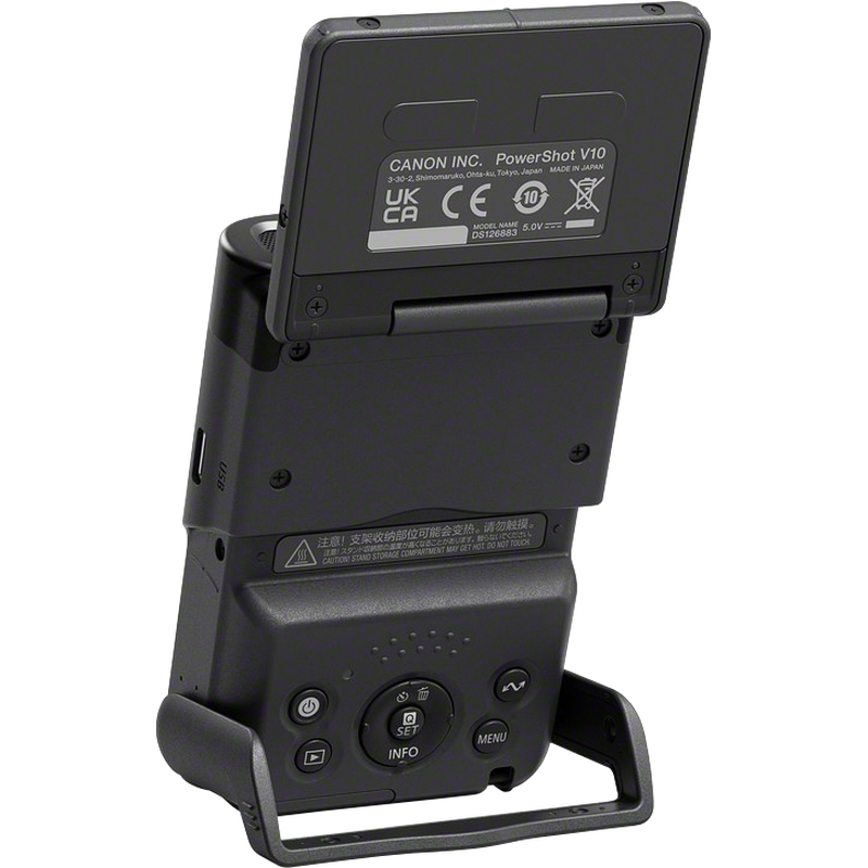 Back top right slant view with built-in stand and screen