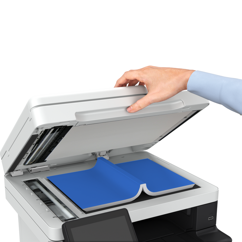 Man scanning book with printer