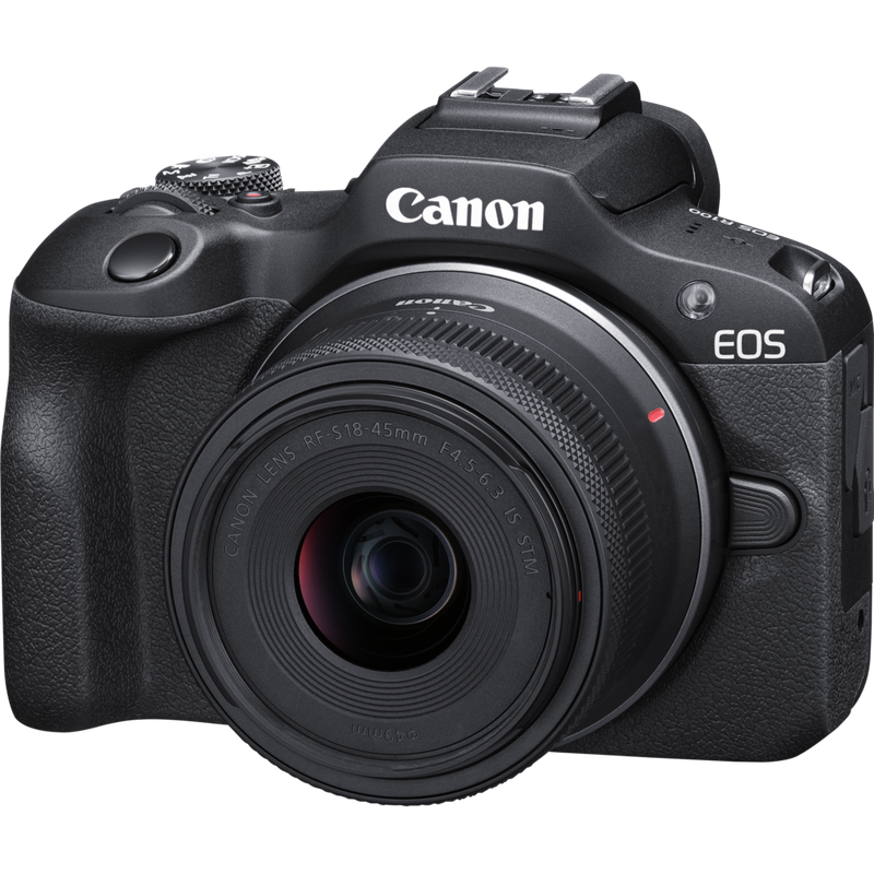 Canon EOS R100 Mirrorless Camera Product Front slant left view