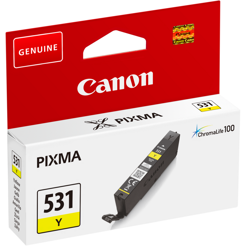 Canon CLI-531Y Yellow Ink Cartridge Product Front angled view