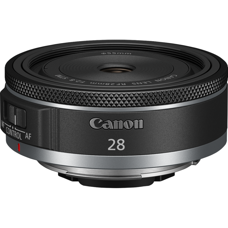 Canon RF 28mm F2.8 STM-objektiv Produkt Set skråt ovenfra