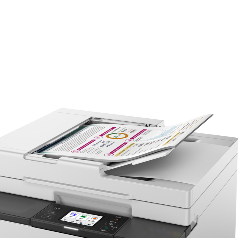 Canon MAXIFY GX2040 Wireless Colour All-in-One Refillable MegaTank Inkjet Printer Product Top angled view with printout