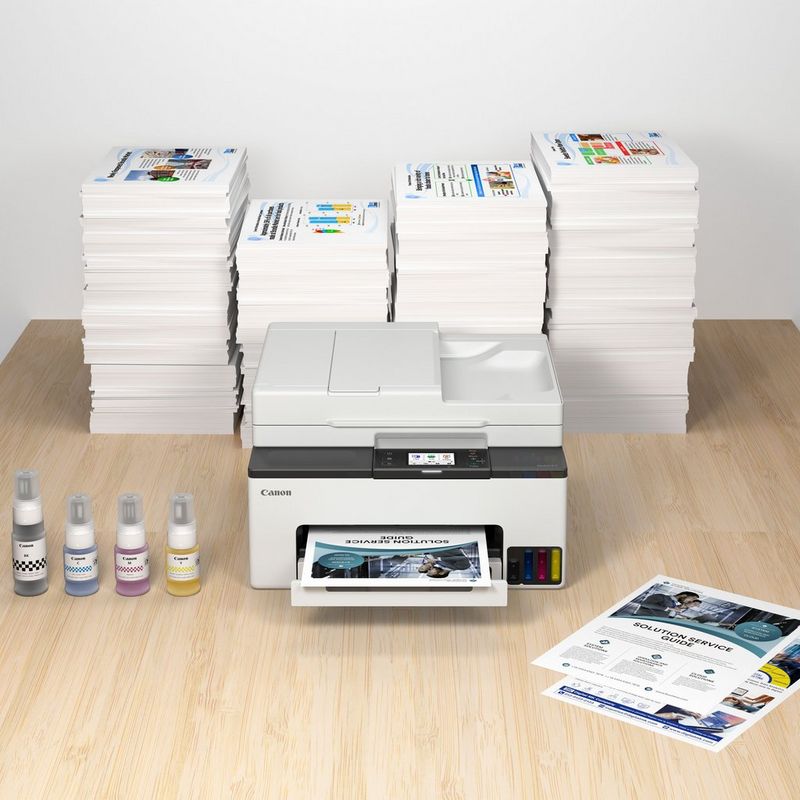 Canon MAXIFY GX2040 Wireless Colour All-in-One Refillable MegaTank Inkjet Printer Product page yield capacity using the canon ink bottles