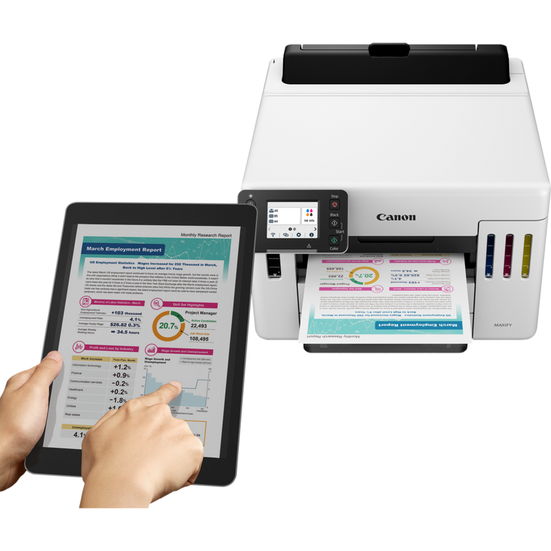 Canon MAXIFY GX5550 Wireless Colour Refillable MegaTank Inkjet Printer Printing document using a wireless device