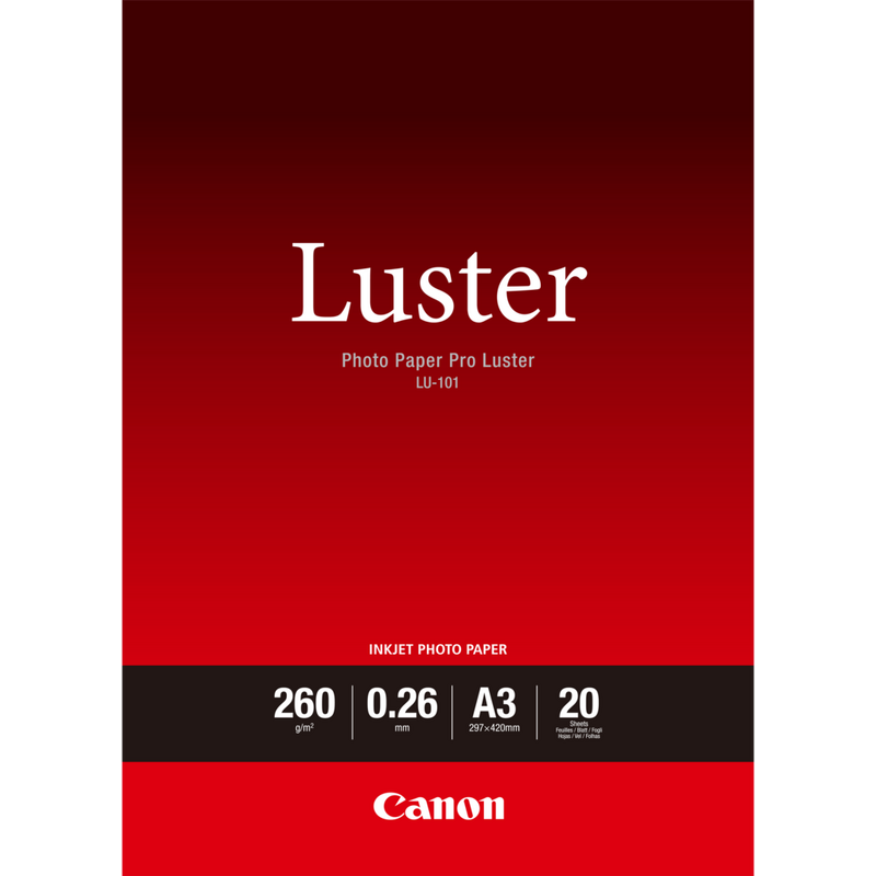Canon LU-101 Luster Fotopapier Pro A3 – 20 Blatt Produkt Vorderansicht