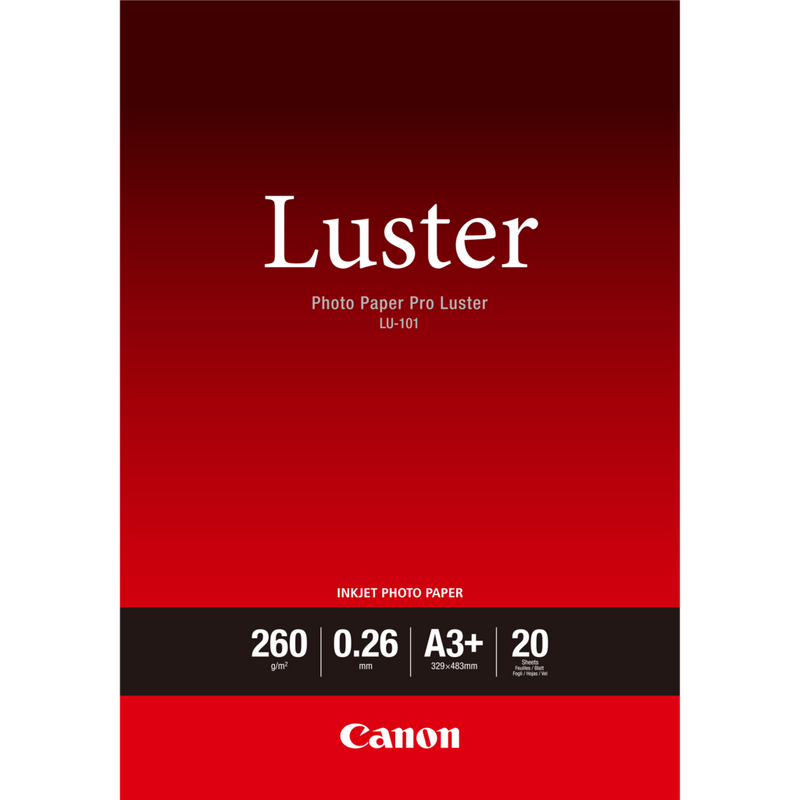Canon LU-101 Luster Fotopapier Pro A3 Plus – 20 Blatt Produkt Vorderansicht