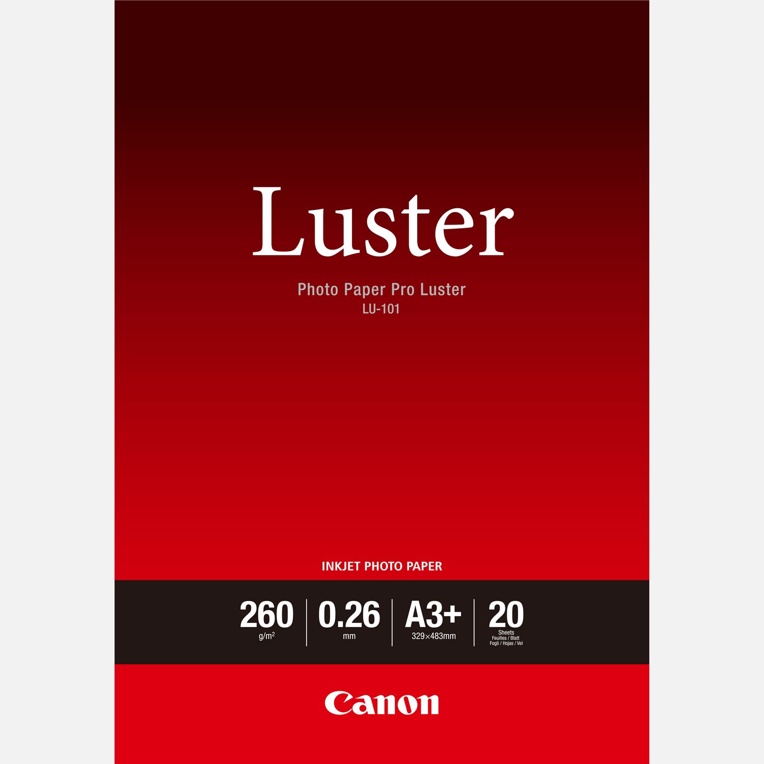 Papier Photo Professionnel Lustré Canon LU-101 A3 Plus 20 feuilles