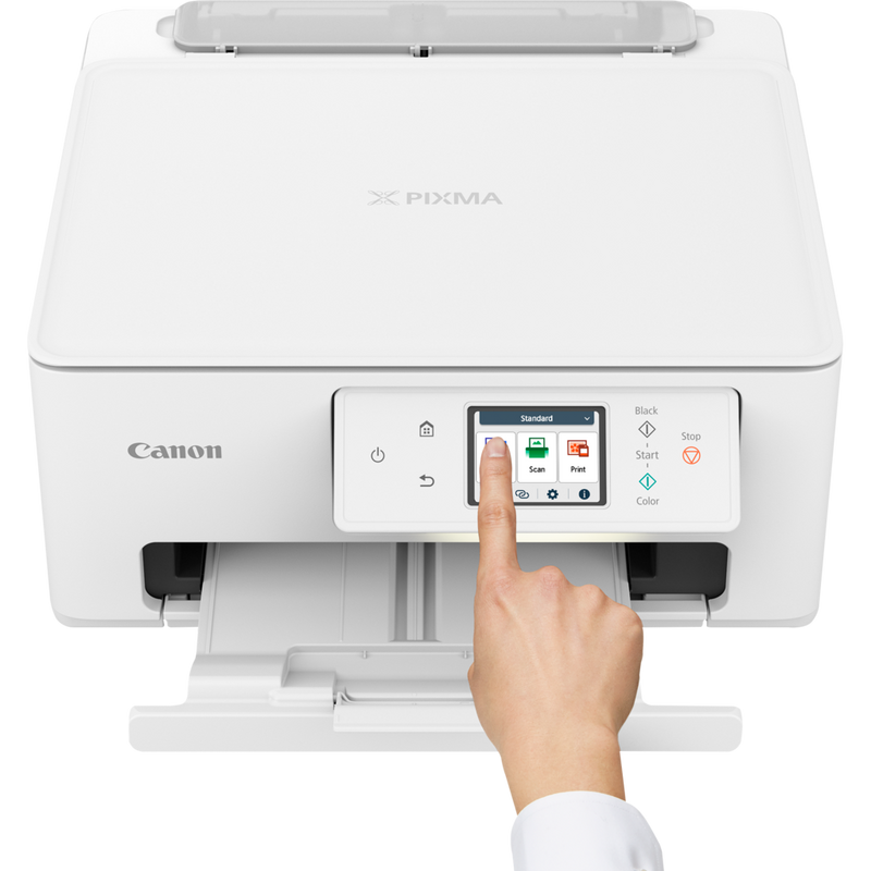 Canon PIXMA TS7640i Wireless Colour 3-in-1 Inkjet Photo Printer Front view with user operating the printer