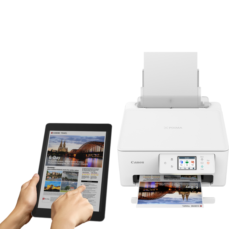 Canon PIXMA TS7640i Wireless Colour 3-in-1 Inkjet Photo Printer Taking print using tablet