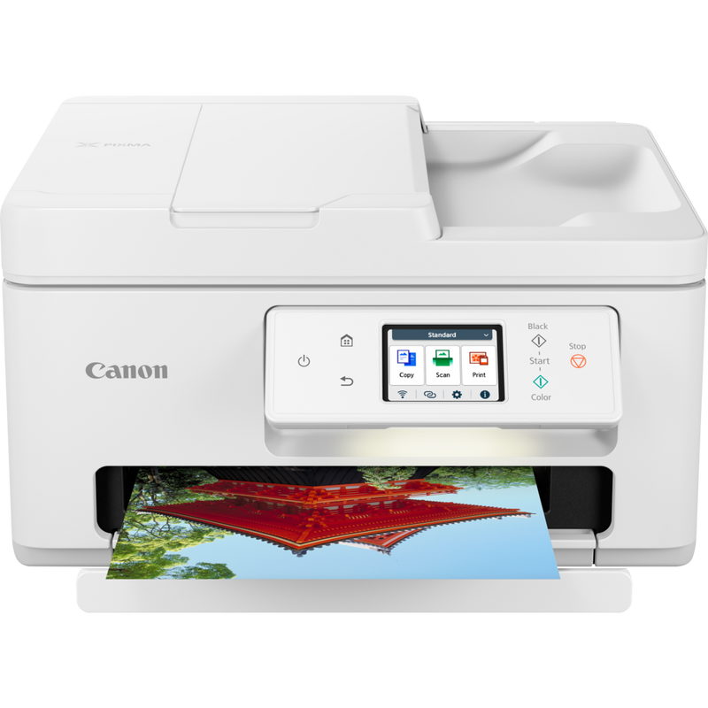 Canon PIXMA TS7740i Wireless Colour 3-in-1 Inkjet Photo Printer Product Front view with print out