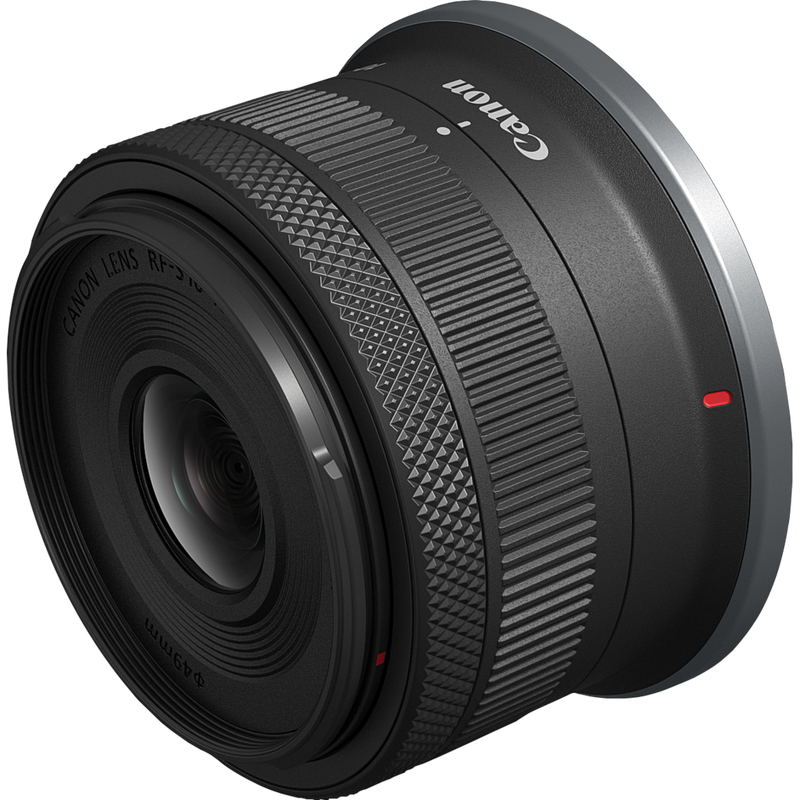 Objectif Canon RF-S 10-18mm F4.5-6.3 IS STM Vue de gauche inclinée