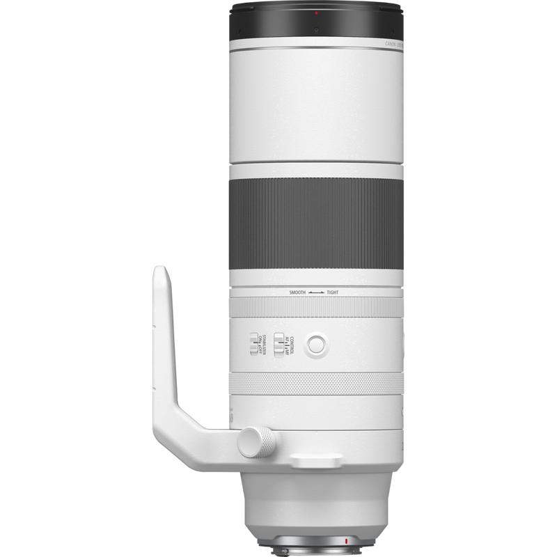 Canon RF 200-800mm F6.3-9 IS USM -objektiivi Näkymä edestä jalustan kanssa