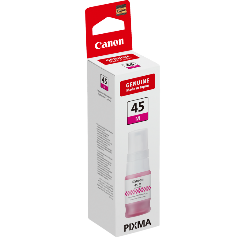 Canon GI-45M Magenta Ink Bottle Product Package angled view