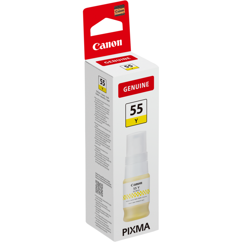 Canon GI-55Y Yellow Ink Bottle Product Package angled view