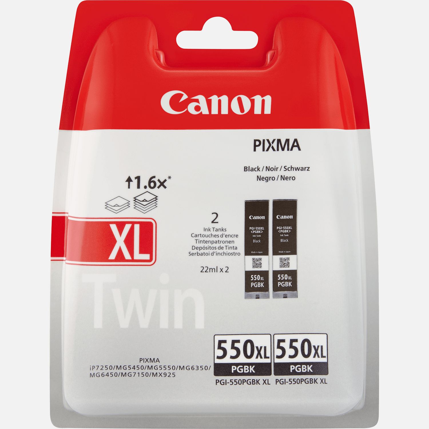 Cartouche d'encre noire Canon PGI-550BK (double pack)