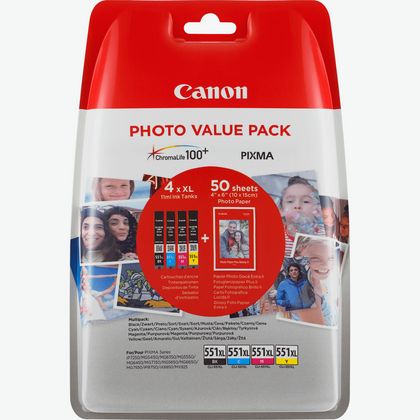 Image of Canon CLI-551XL High Yield BK/C/M/Y Photo Value Pack