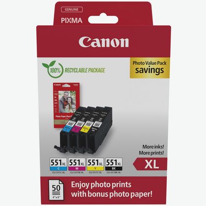Generic Ink Encre Canon PGI-550 XL Multipack noir/Cyan/Magenta/Yellow