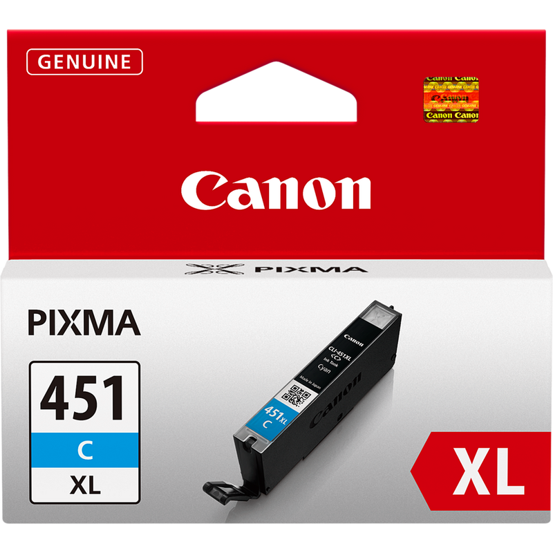 Canon CLI-451XL High Yield Cyan Ink Cartridge Product Front View
