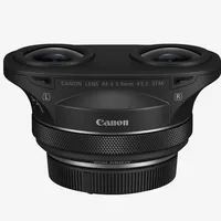 Canon RF-S 3.9mm F3.5 STM DUAL Fisheye Lens Product Front View with cap
