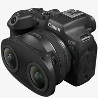 Canon RF-S 3.9mm F3.5 STM DUAL Fisheye Lens Product Right View of Lens fixed to a camera