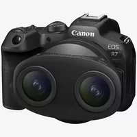 Canon RF-S 3.9mm F3.5 STM DUAL Fisheye Lens Front View of Lens fixed to a camera