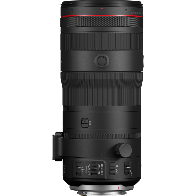 Canon RF 70-200mm F2.8L IS USM Z Lens, White Product Side View with buttons visible