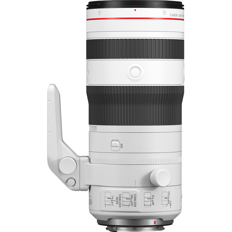 Canon RF 70-200mm F2.8L IS USM Z Lens, White Product Back view with lens holder